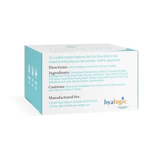 Hyalogic HA Lip Balm ? Moisturizing Lip Balm with Hyaluronic Acid & Coconut Oil ? Hydrating Lip Care for Dry, Chapped Lips ? Natural, Unflavored, Vegan ? 3 Sticks
