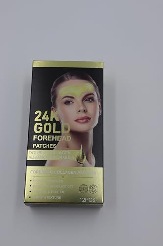 OAKSII 24K Gold Forehead Wrinkle Patches, 12PCS Collagen Anti Wrinkle Patches, Face Wrinkle Patches with Aloe Hyaluronic Acid for Forehead Wrinkles