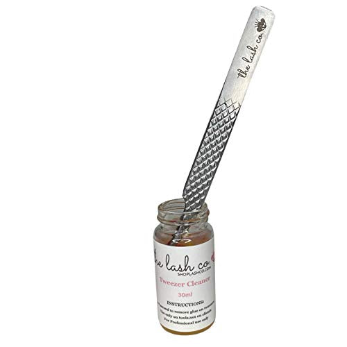 The Lash Co. Tweezer Cleaning Tool Solution/Liquid Adhesive Remover & 2 Spongeballs (1 bottle 30 ml)