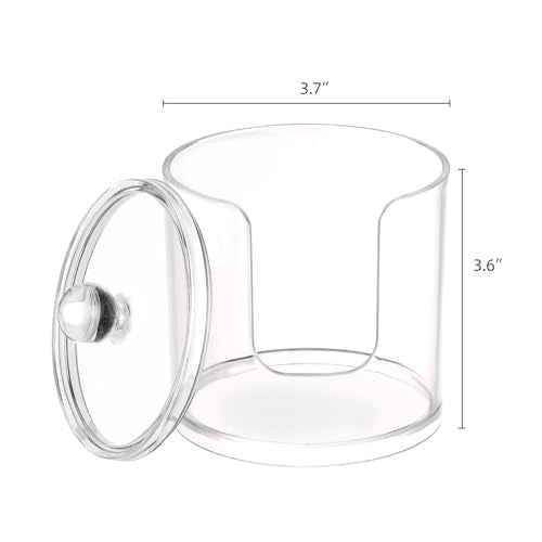 Tbestmax Plastic Cotton Round Holder and Dispenser, Clear Cotton Pads Storage Bathroom Canister Vanity Makeup Organizer