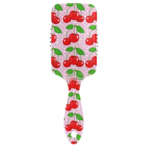 YANENDIE Pink Cherries Heart Detangling Hair Brush for All Hair Types