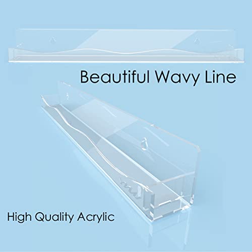 YMVV Clear Acrylic Nail Polish Rack Wall Mounted Shelf,6 Pack Organizer with Unique Wavy Lines,Nail Supplies for Techs,Great Display Salons Retailers