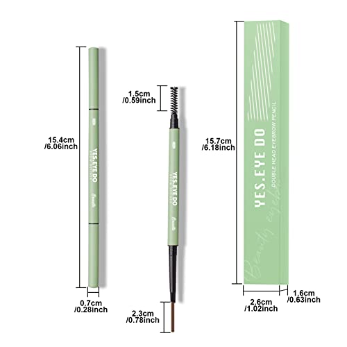 Grey Eyebrow Pencil for Older Women Soft, Ultra Slim Gray Eyebrow Pencil for Women, Double Head Brow Pen for Natural Look, Long Lasting, Sweatproof, Grey, YES.EYE DO