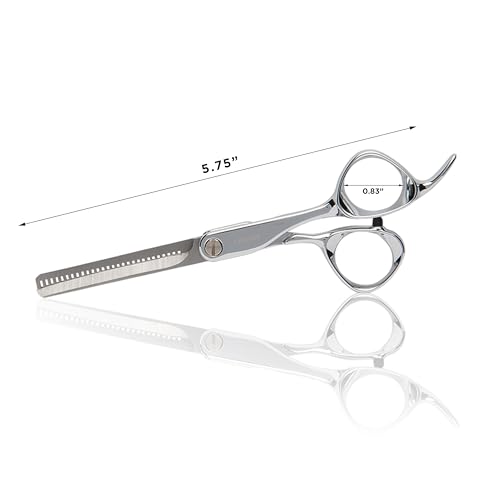 Fromm Professional Explore 5.75" 28 Tooth Thinning Shears Wet and Dry Hair, Polished Silver Japanese Steel Scissors with Smooth Straight Blade and Microserrated Thinning Teeth