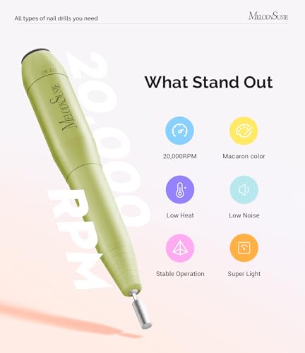 MelodySusie USB Nail Drill PC120I - Macaron Green, Professional Manicure Tool