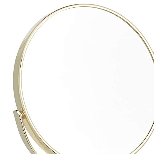 Double-Sided Tabletop Vanity Mirror with 1X/5X Magnification - Gold