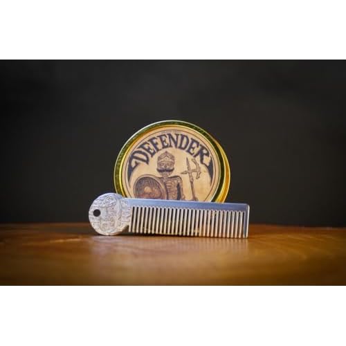 Defender Mustache Balm 2oz and Platinum Comb Set | Mens Grooming Set for Mustaches