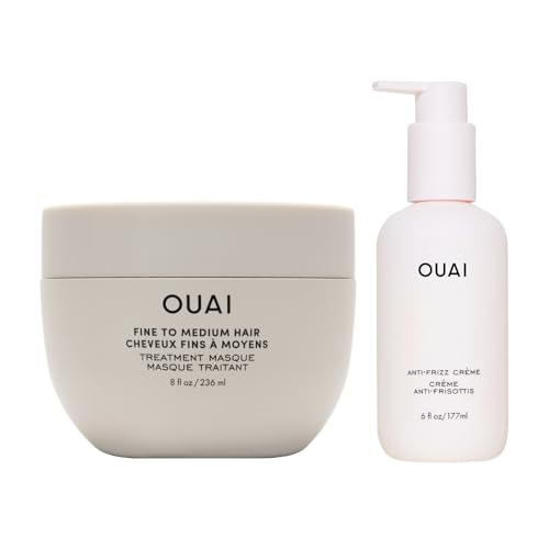 OUAI Anti Frizz Hair Treatment Bundle - Includes Anti Frizz Cr?me + Fine to Medium Treatment Masque (2 Count, 6 Oz/ 8 Oz)