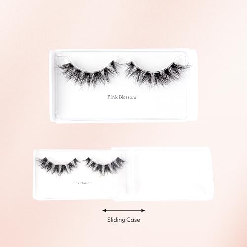 i?ENVY Airy Mink False Eyelashes, 100% Real Mink Fake Eye Lash, Lightweight Superfine Clear Band for Natural Look, Classic Styles, Easy Apply & Comfort (Pink Blossom)