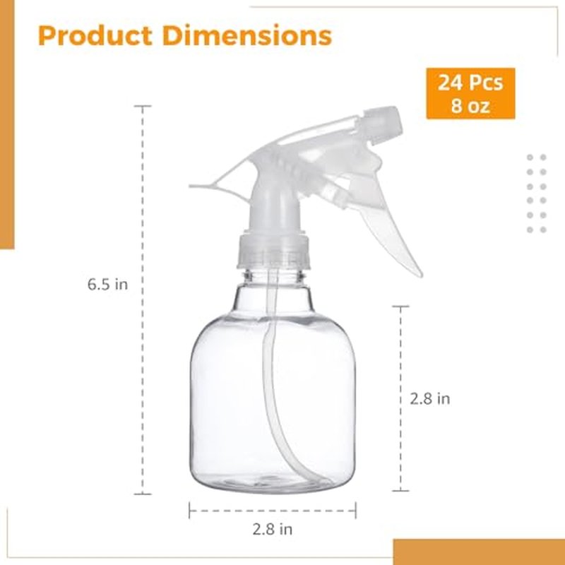 24 Pack 8 oz Refillable Spray Bottles with Adjustable Nozzles