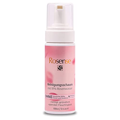 Rosense Cleansing Foam - Moisturising Facial Cleansing with 91% Natural Rose Water Vegan - 150 ml