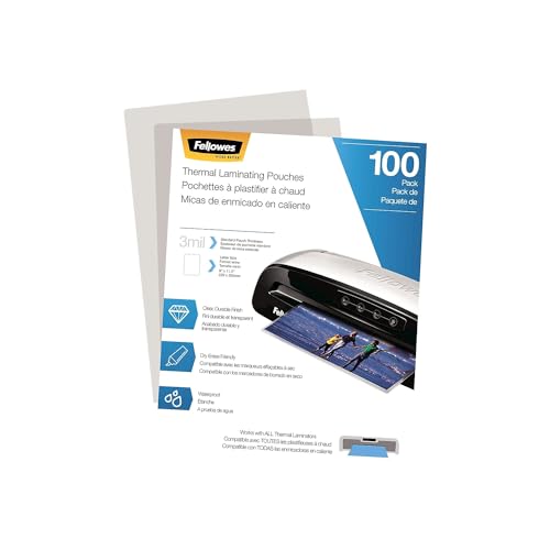 Fellowes Thermal Laminating Pouches/Sheets, Letter Size 9 x 11.5-Inches, 3 mil, 100 Pack (5743301)