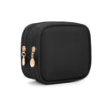Compact Double Zipper Makeup Pouch - Travel Cosmetic Bag - Black