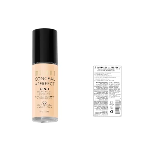 Milani Conceal + Perfect Liquid Foundation Light Neutral 1 Fl Oz - Full Coverage, Water-Resistant Face Makeup