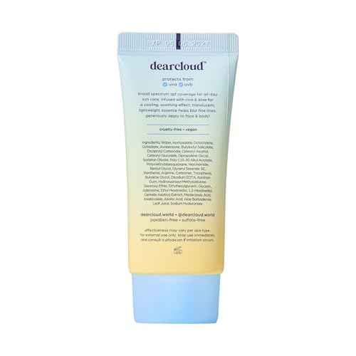 dearcloud Tone Blur Essence Sunscreen SPF 50+ PA++++ ? Korean Sunscreen for Face, Primer with Vegan Ingredients (1.69 fl oz)