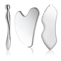 Gua Sha Facial Tools, 3 in 1 Stainless Steel Metal Guasha & Eye Cream Applicator Facial Sculpting Tool Set Eye Massager Lymphatic Drainage for Face Neck (Plastic Box 3, Count, 3)