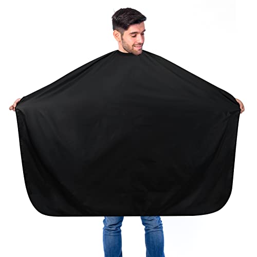 Waterproof Barber Cape with Snap Closure - Black Hair Salon