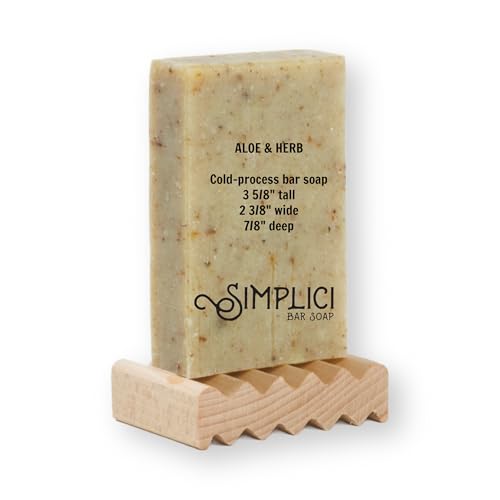 Simplici Aloe & Herb Natural Soap (exfoliating + pure essential oils) 6 Bar Value Bag. Palm Free.