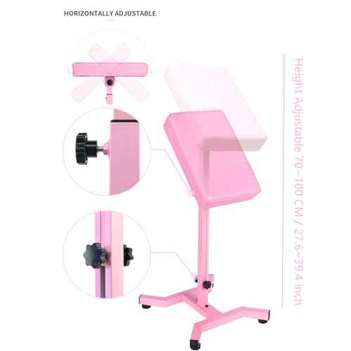 HUOXOU Pink Tattoo Arm Rest, Arm Rest Tattoo, Arm Rest for tattooing, Tattoo Arm Rest Stand, Tattoo Armrest, Four-corner base Stability Strongly, Adjustable Height, Thicken Soft Sponge Pad
