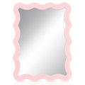 Magnetic Locker Mirror 5x7 Pink Scalloped Real Glass