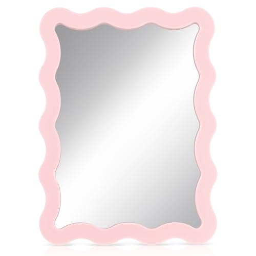 Magnetic Locker Mirror 5x7 Pink Scalloped Real Glass