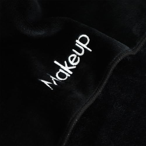 Makeup Towels - Pack of 6 - Ultra Soft & Gentle Microfiber Coral Fleece Washcloth Face Make Up Remover, 13 x 13 in, Black