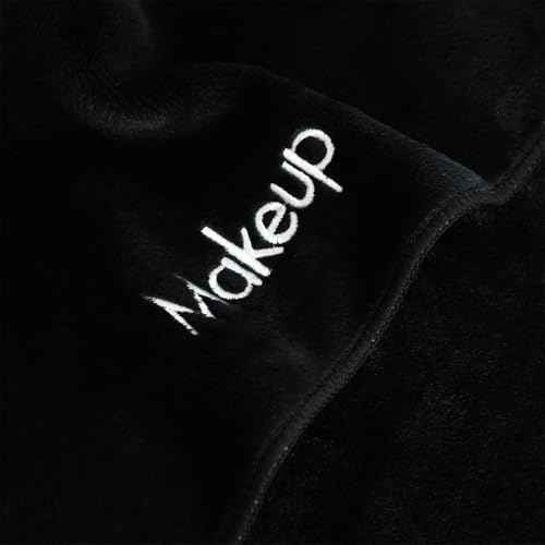 Makeup Towels - Pack of 6 - Ultra Soft & Gentle Microfiber Coral Fleece Washcloth Face Make Up Remover, 13 x 13 in, Black