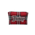 Juicy Couture Red Makeup Bag Cosmetics Organizer Travel Essentials Zip Top Wedge Plaid Flannel