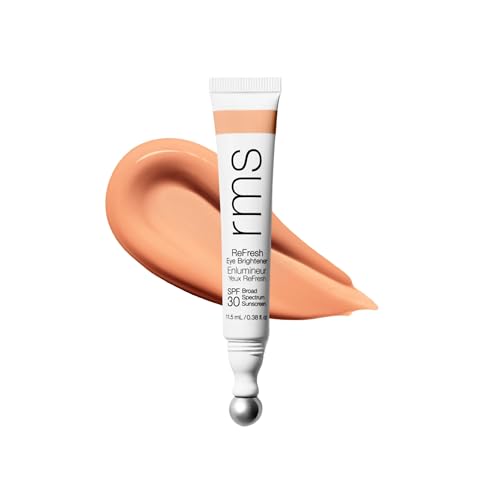 RMS Beauty Superbright Undereye Corrector ? 100% Mineral SPF 30 Sunscreen ? Brightening Eye Cream with Caffeine & Peptides ? Tinted Depuffing Metal Rollerball ? 0.4 fl oz