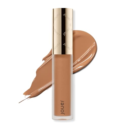 Jouer Essential High Coverage Liquid Concealer - Brightening Concealer - Color Corrector for Under Eye Dark Circles, Spot Coverage, and Eye Primer - Soft Matte Finish, DarkOchre