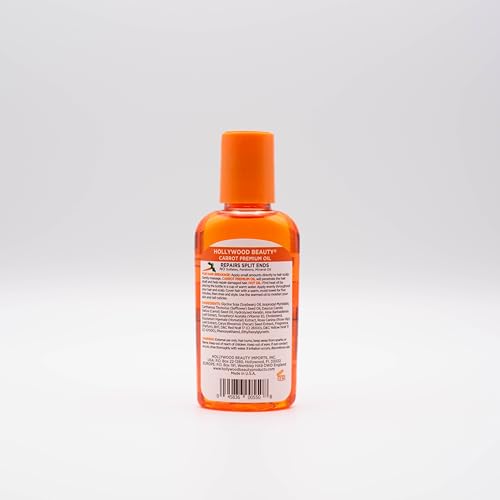 Hollywood Beauty Carrot Hair Oil, 2oz Bottle, Hair, Scalp, Skin, Nail, & Massage Oil, Helps Repair Damaged Hair & Skin, Can be Used as a Hot Oil Treatment