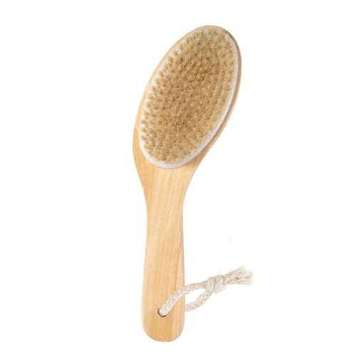 Bamboo Curved Long Handle Dry Brushes, Dry Body Brush for Dry Skin, Blood Circulation, Cellulite Treatment£¬Wet and Dry Brush Suitable for All Kinds of Skin with Soft and Stiff Bristles