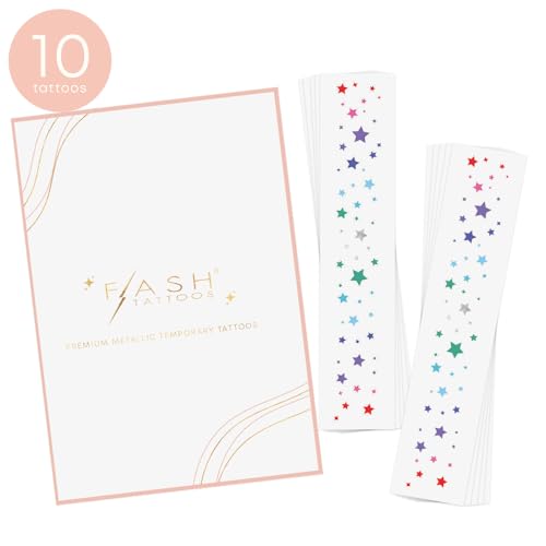 Rainbow Starry Freckles Metallic Temporary Tattoos - 10 Pack