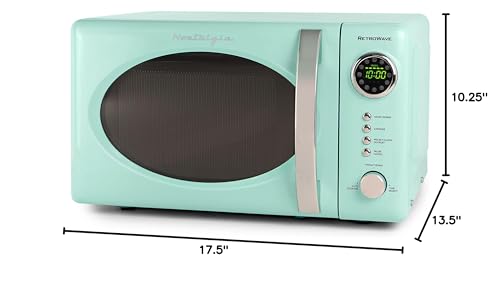 Nostalgia Retro Compact Countertop Microwave Oven - 0.7 Cu. Ft. - 700-Watts with LED Digital Display - Child Lock - Easy Clean Interior - Teal