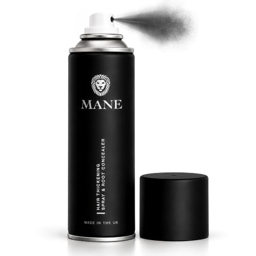 Mane Micro-Mineral Thickening Spray & Root Touch Up – Black, 200 ml (6.76 fl oz) for Fine & Thinning Hair