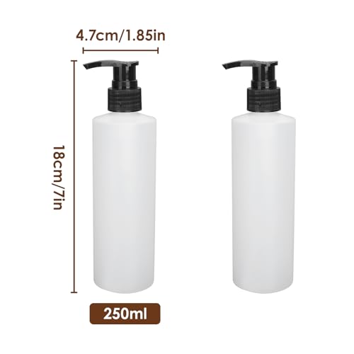 Massage Oil Dispenser Bottle, 250ml Plastic Pump Dispenser Bottles Refillable Cream Shampoo Pump Dispenser for Massage Oil Heater, Soap, Shampoo, Lotions, Creams(2 Pack)