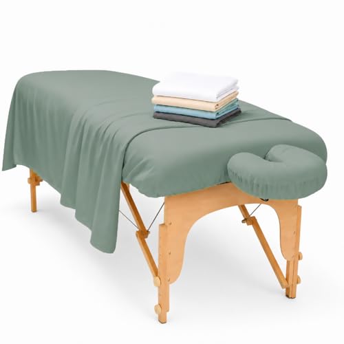 Microfiber Massage Table Sheet Set - 3-Piece Spa Sheets with Face Rest Cover