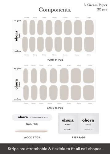 ohora Semi Cured Gel Nail Strips - 30 Easy-to-Use Wraps