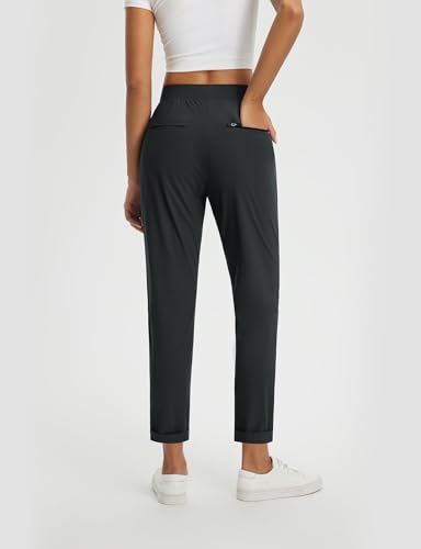 Baleaf Women's Stretchy Travel Pants with Zipper Pockets