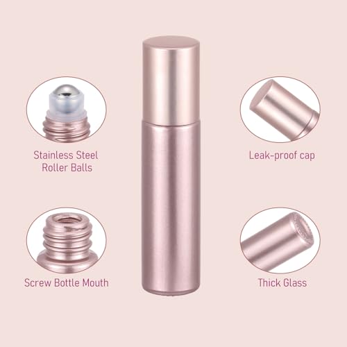 Kesell 14-Pack 10ml Glass Roller Bottles Rose Gold