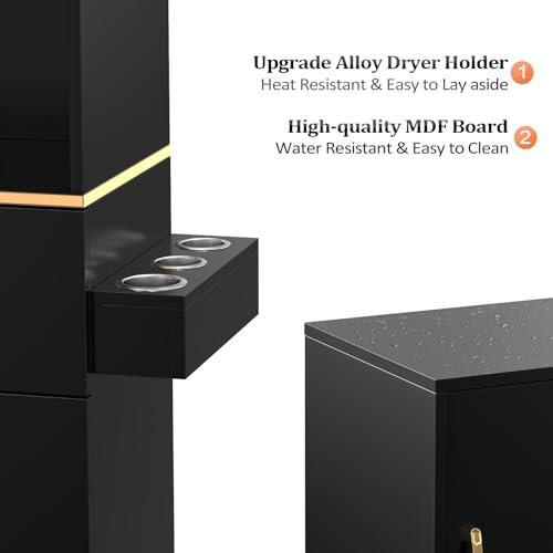 OmySalon Salon Station with 2 Drawers & 6 Hair Dryer Holders