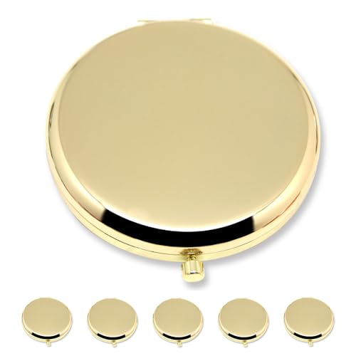 Magnifying Compact Double-Sided 1X/2X Round Pocket Handheld Travel Makeup Portable Pocket Mirror Glod 5PCS