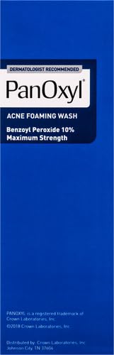 PanOxyl Acne Foaming Wash Benzoyl Peroxide 10% Maximum Strength Antimicrobial, 5.5 Oz (Pack of 2)