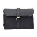 Genuine Buffalo Leather Hanging Toiletry Bag with Waterproof Lining for Men & Women Handcrafted Vintage Distressed Brownn Leather Dopp Kit, Travelling Kit (Black)