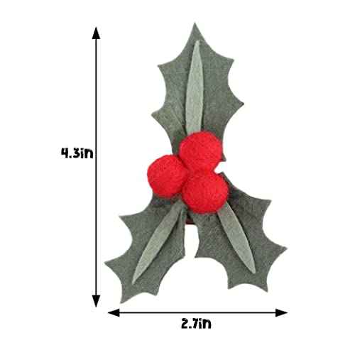 Christmas Holly Hair Clip - Christmas Hair Accessories, Felt Red Holly Berry Hair Clip, Toddler Hair Accessories for Girls, Winter Gifts for Girls