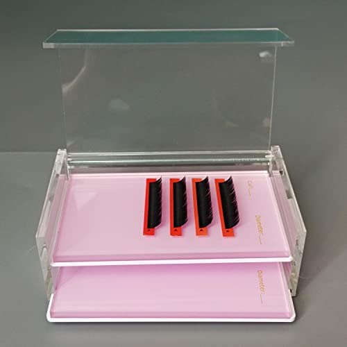 2-Tier Eyelash Extension Pallet with Dustproof Cover | Acrylic Lash Holder