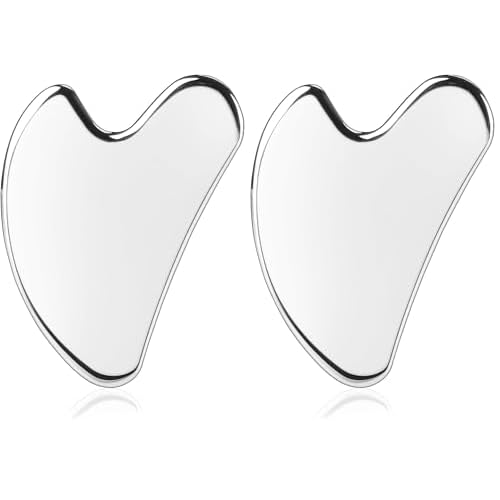 BTYMS Gua Sha Facial Tools, Heart Shaped Guasha Tool Stainless Steel Face Sculpting Tool (Pack of 2)