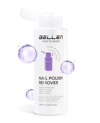 Gellen Non-Acetone Nail Polish Remover with Aloe Vera, Pump Dispenser - 16 Fl Oz (Variant 03-Unscent)