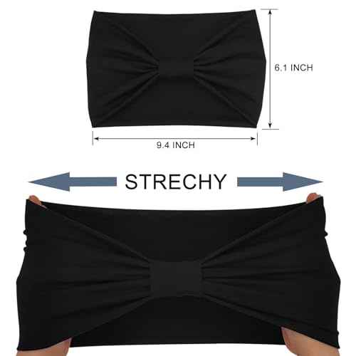 Wide Boho Headbands for Women Fashion Knotted Headband Yoga Workout Hair Accessories African Head Wrap Black 4 Pack