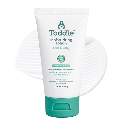 Probiotic Moisturizing Lotion for Face & Body, Eczema & Dry Skin Relief, Fragrance-Free with Vitamin E, Shea Butter for Sensitive Baby & Kids Skin, Pediatrician-Approved, Travel Size 1.7oz